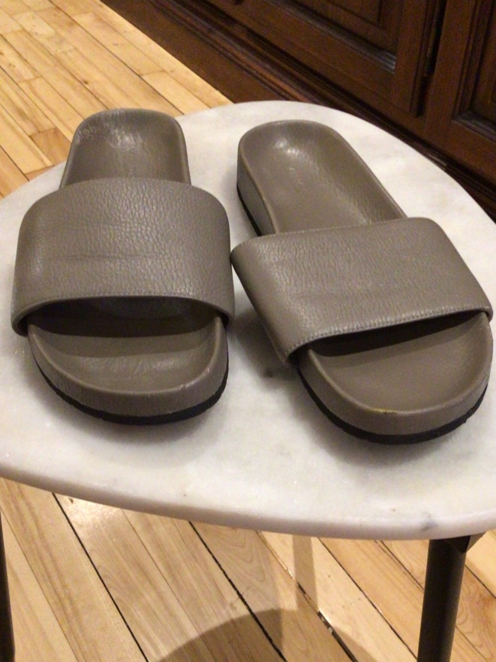 Vince Taupe Slide Sandals